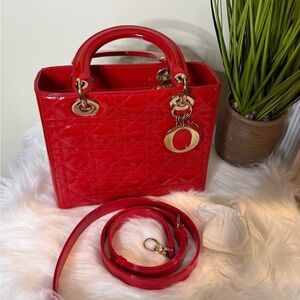 Dior Red Patent Leather Shoulder Bag